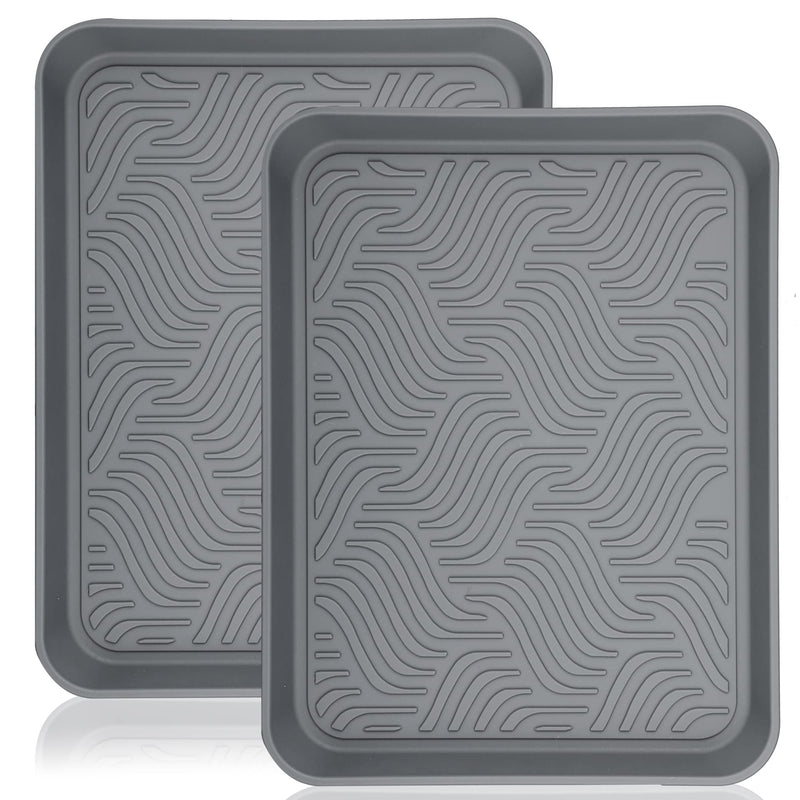 Aumket Boot Tray,Multi-Purpose 15.8" x 11.8" x 1.2" Floor Protection-Pet Bowls-Paint-Dog Bowls,Shoes, Pets, Garden - Mudroom, Entryway, Garage-Indoor and Outdoor Friendly Gray - BeesActive Australia