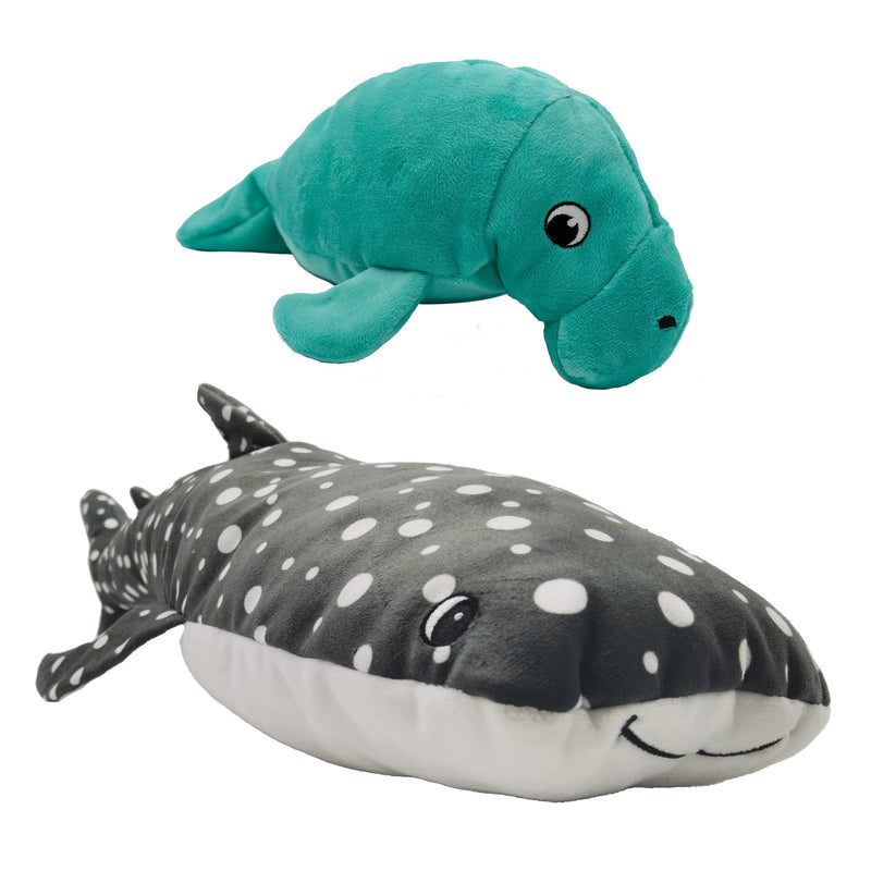 Snuggle Puppy Tender-Tuffs Extra Large Plush Dog Toys Bundle - XL Whale Shark and Manatee - Tough Marine Animal Squeaky Toys - BeesActive Australia