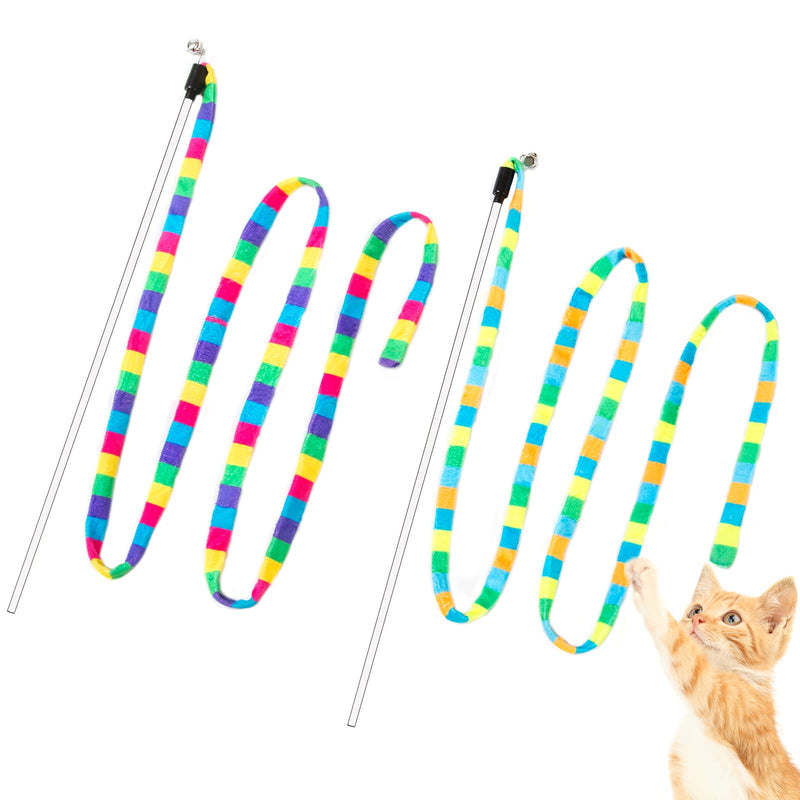 FYNIGO Interactive Cat Rainbow Wand Toys for Indoor Cats and Kittens,Colorful Cat Teaser Wand String Plush Toy,Original Product Strong and Sturdy(2 Pack) - BeesActive Australia