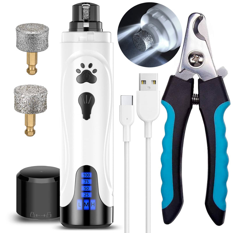 YABIFE Dog Nail Grinder, Dog Nail Trimmers and Clippers Kit, Super Quiet Electric Pet Nail Grinder, for Small Large Dogs & Cats Toenail & Claw Grooming,3 Speeds, 2 Grinding Wheels blue scissor - BeesActive Australia