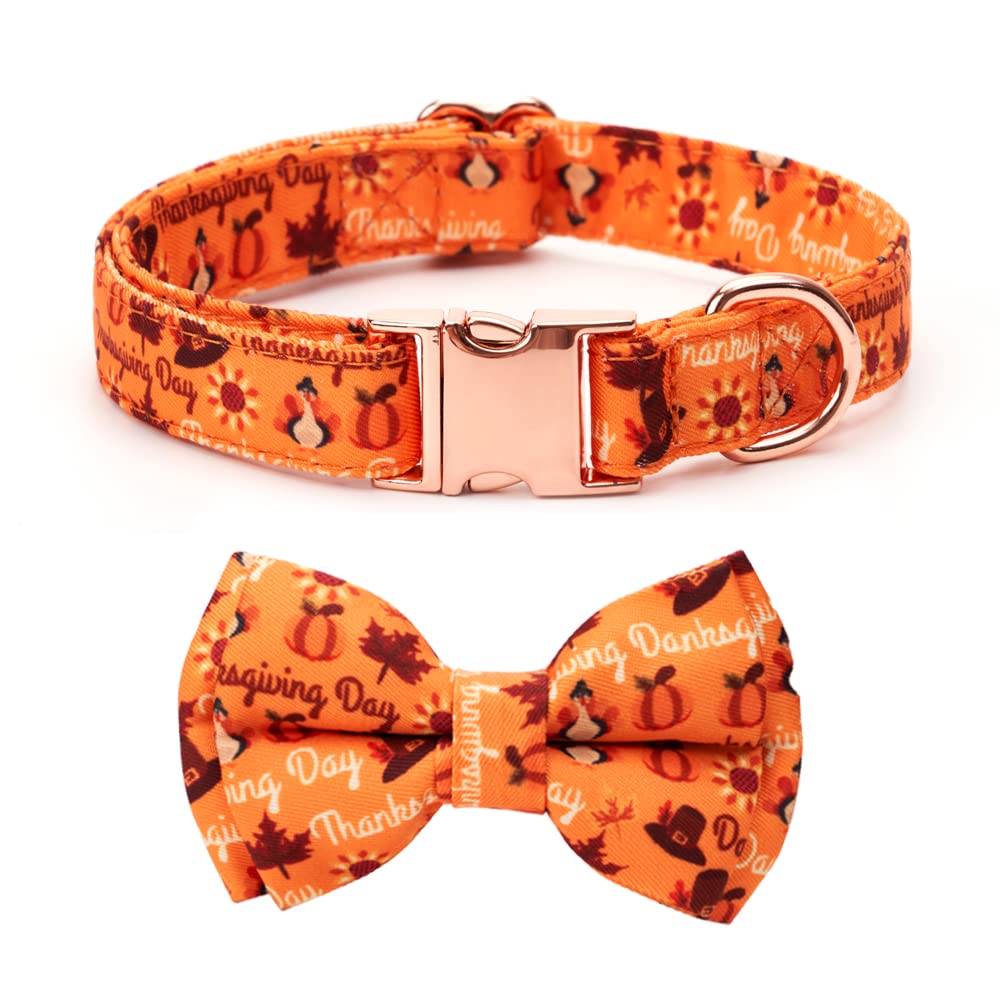 AIMJGO Dog Collar with Bow Tie Halloween Thanksgiving Christmas Pet Gifts Ghost Pumpkin Pattern with Metal Buckle Adorable Stylish Pet Collar for Small Medium Large Dogs - BeesActive Australia
