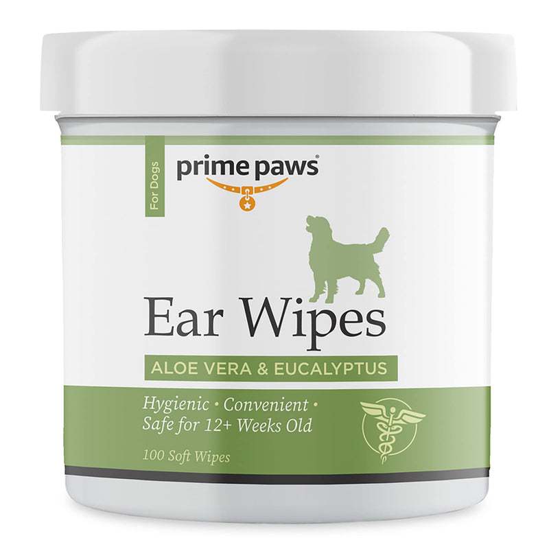 Prime Paws Ear Wipes for Dogs - Address Itchy Dog Ears & Help Remove Wax - Dog Ear Cleaner Wipes for Daily Ear Care - Canine Otic Cleanser Wipes with Aloe Vera & Pet-Safe Eucalyptus - 100 ct - BeesActive Australia