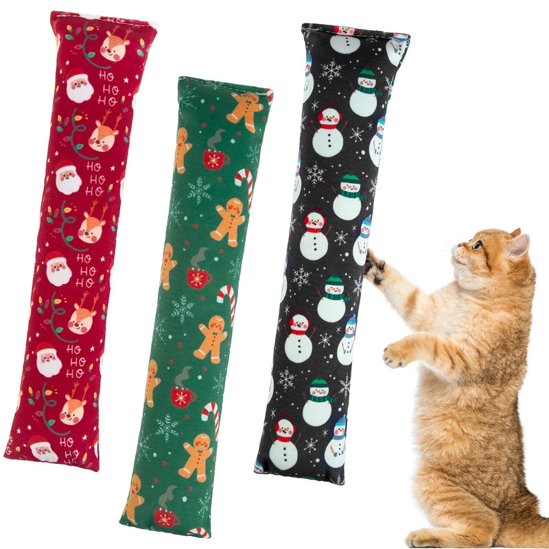 KOOLTAIL Christmas Catnip Toys for Indoor Cats - 3 Pack Kitten Plush Kicker Toys - Cat Chew Toy Filled with Natural Catnip, Kitty Kick Pillow Toy with Cute Printing - BeesActive Australia