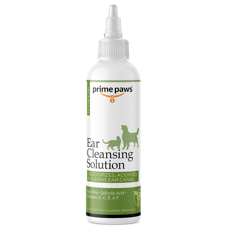 Prime Paws Cat & Dog Ear Cleaning Solution - Otic Ear Solution for Dogs - Liquid Flush for Soothing Itchy Ears & Effective Otic Care - Cucumber Melon Scent - 8 oz - BeesActive Australia