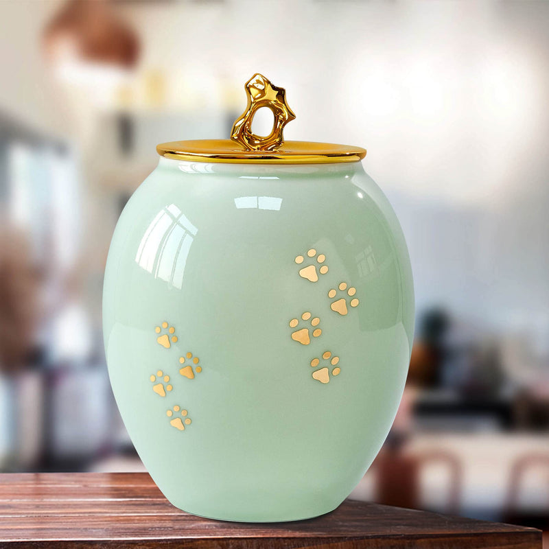 Medium Pet Urns for Dogs Ashes, Ceramics Pet Urn for Dog Ashes, Cat Dog Urns for Ashes (Paw Prints ) urns02 - BeesActive Australia