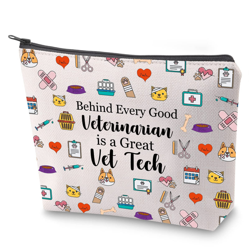 ZJXHPO Vet Tech Survival Kit Behind Every Good Veterinarian Is A Great Vet Tech Makeup Bag With Zipper Vet Tech Appreciation Gift (Vet Tech) - BeesActive Australia