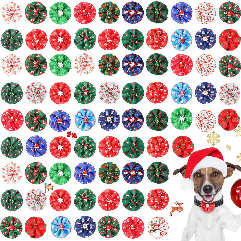80 Pieces Christmas Dog Collar Charms Xmas Dog Bows Collar Christmas Collar Bow Ties for Small Medium Large Dogs Cats Rabbit Collar Flower Bows Christmas Holiday Party Decoration Costume Supplies - BeesActive Australia