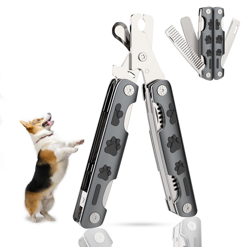 Dog Nail Clippers, Foldable Multifunctional 4 In1 Pet Nail Trimmers with Nail File, Grooming Comb. Ergonomic Handle with Safety Guard to Avoid Over Cutting - Professional Grooming Tool for Pets - BeesActive Australia