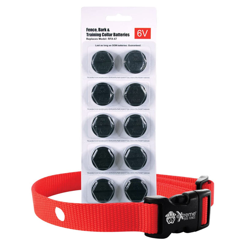 Red Heavy Duty Nylon Replacement Dog Collar Strap with RFA-67 Batteries - Compatible with Most PetSafe In-Ground and Wireless Fence Receiver Collars (Bundle 2) - BeesActive Australia