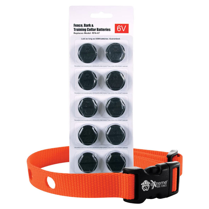 Orange Heavy Duty Nylon Replacement Dog Collar Strap with RFA-67 Batteries - Compatible with Most PetSafe In-Ground and Wireless Fence Receiver Collars (Bundle 2) - BeesActive Australia