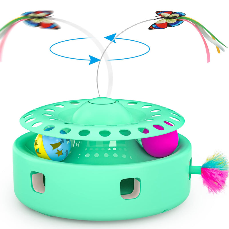 Tyasoleil Cat Toys Automatic, New 3 in 1 Cat Interactive Electronic Toys, 6 Holes Whack-A-Mole Mice Toy, Motorized Butterfly Feather Wand, Teaser Bell Ball, Auto On/Off for Exercise Indoor Kitten Pet - BeesActive Australia