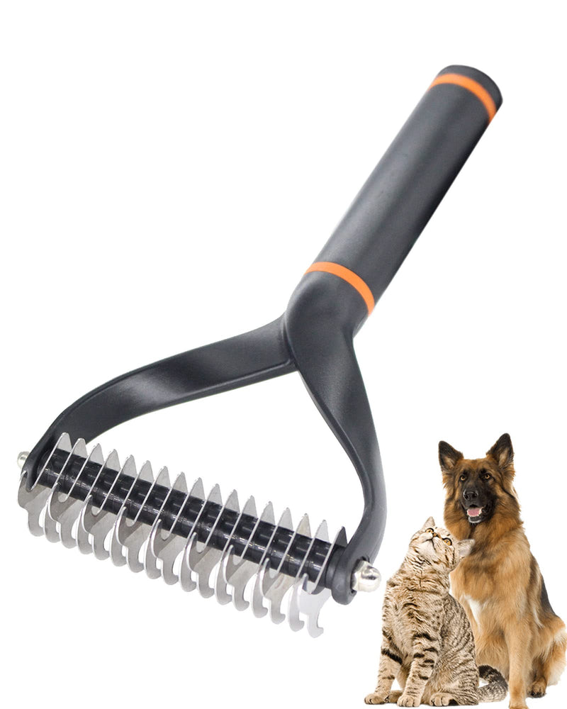 Pet Dog Cat Brush for Shedding and Dematting - Grooming Brush Double Sided Undercoat Rake Comb for Long Short Hair Dogs and Cats Black - BeesActive Australia