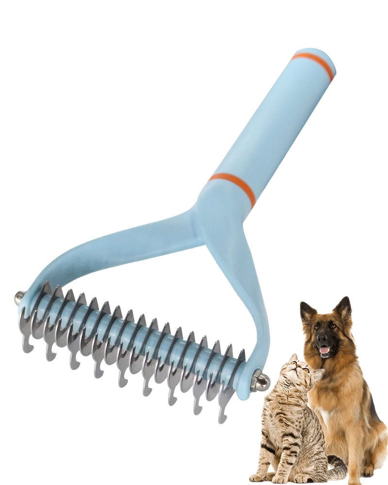 Pet Dog Cat Brush for Shedding and Dematting - Grooming Brush Double Sided Undercoat Rake Comb for Long Short Hair Dogs and Cats Blue - BeesActive Australia