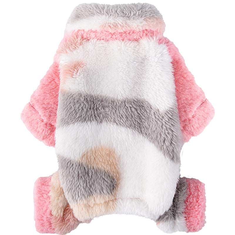 Sebaoyu Plaid Turtleneck Dog Pajamas for Small Dogs, Fleece Dog Sweater, Winter Cute Tiny Dog Clothes Outfit Puppy Pajamas Pet Jumpsuits Cat Clothing camouflage pink - BeesActive Australia
