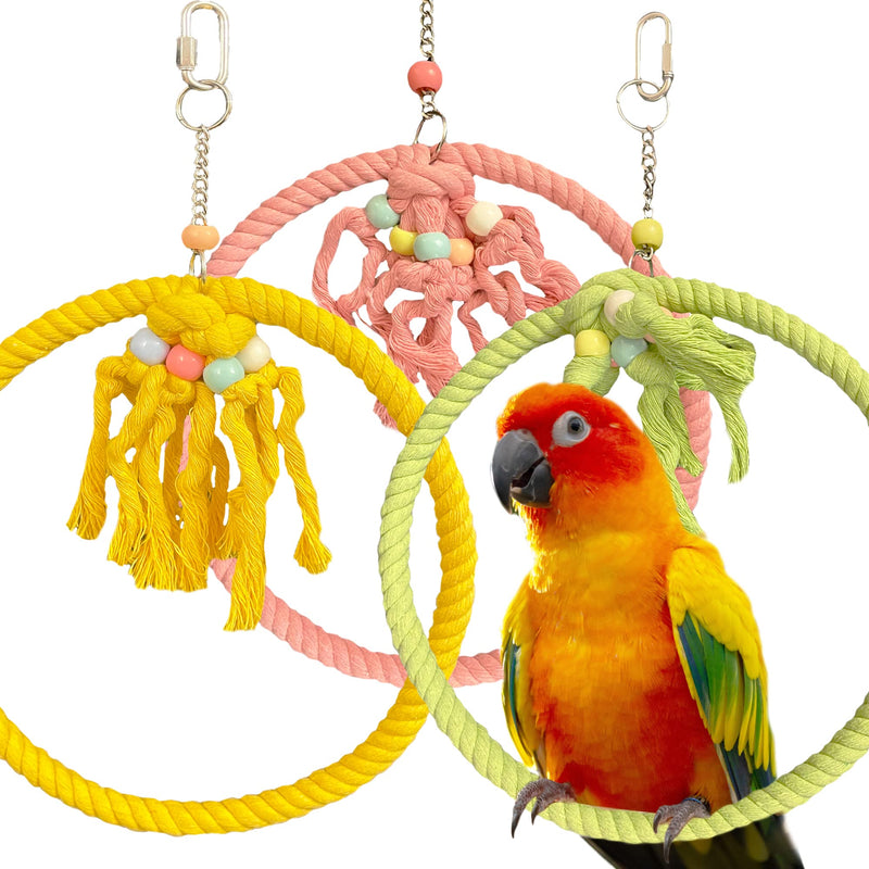 SIMENA Cotton Rope Hanging Swing Parrot Toy Large 9.5" Multicolor - BeesActive Australia