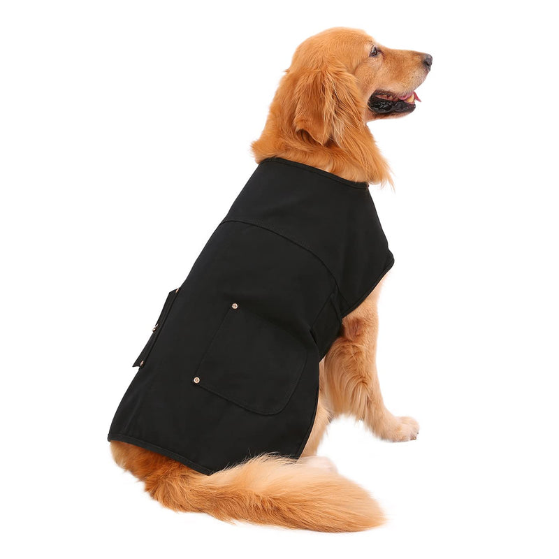 HDE Canvas Dog Vest Waterproof Jacket Cold Weather Coats for S-XL Dogs Large Black - BeesActive Australia