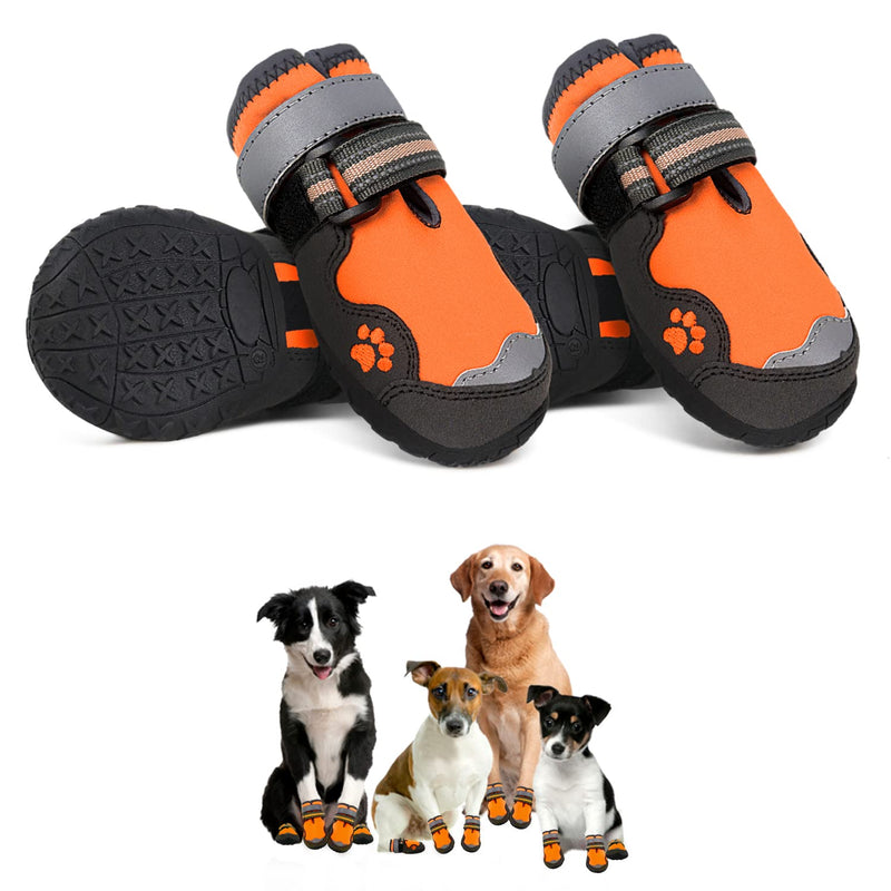 Dog Boots & Paw Protectors, Dog Booties for Hot Pavement, Dog Rain Boots, Dog Snow Winter Boots, Dog Shoes for Small Medium Large Dog Orange Size 1: Width 1.38'' ~1.57'' (Pack of 4) - BeesActive Australia