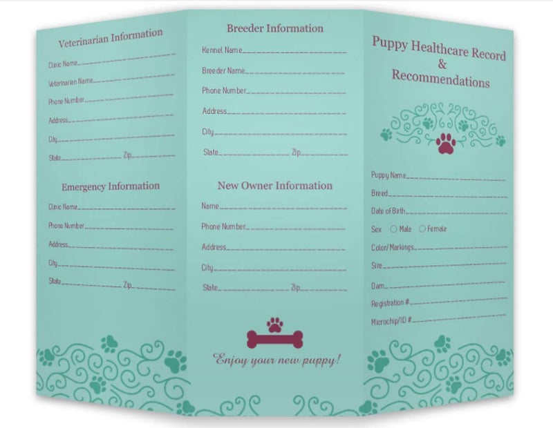 Legacy Canine Health Record - Tri-Fold - Puppy Health Record and Recommendations for New Homes - Dog Healthcare Record for Breeders 25-Pack - BeesActive Australia