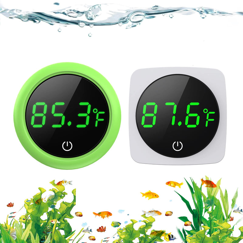 Digital Aquarium Thermometer, PAIZOO LED Display Thermometer for Aquarium Fish Tank, High Accurate to ±0.9°F, Touch & Sleep Mode, Thermometer with Temperature Sensor, 2Pcs(Green & White)) - BeesActive Australia