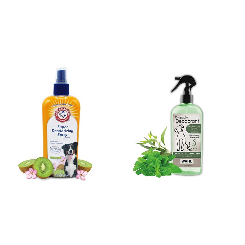 Arm & Hammer for Pets Super Deodorizing Spray, 8 Fl Oz - 2 Pack & Wahl Deodorizing & Refreshing Pet Deodorant for Dogs - Eucalyptus & Spearmint to Refresh The Skin and Coat - BeesActive Australia