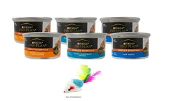 Purina Pro Plan Cat Food Canned Wet Entree 3 Flavor 6 Can Sampler Bundle, (2) Each: Chicken Tomato Pasta Gravy, Sole Vegetable, and Tuna Entree Sauce (3 Ounces) Plus Mouse Toy - BeesActive Australia