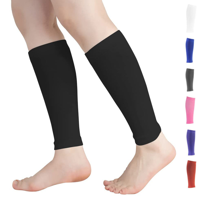Novetec Calf Compression Sleeves for Men & Women (20-30mmhg) - Leg Compression Sleeve for Running, Cycling, Shin Splints Support, Relieve Legs Pain, Travel (One Pair)(Black,Large) Large Black - BeesActive Australia