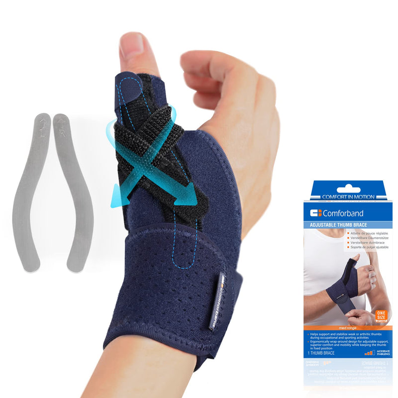 Comforband Adjustable Thumb Brace with Strap – CMC MCP Joint Thumb Spica Splint for Pain Relief, Arthritis, Tendonitis, De Quervains Tendosynovitis, Thumb Sprains, Skier’s Thumb, Trigger Thumb Immobilizer, Thumb injury support – fits Left or Right Thum... - BeesActive Australia