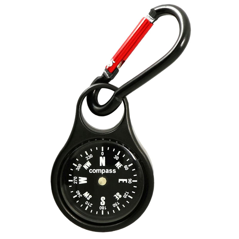 Keychain Survival Compass Portable Hiking Compass with Carabiner Mini Navigation Compass for Outdoor Travelling Camping Hunting Mountaineering Black - BeesActive Australia