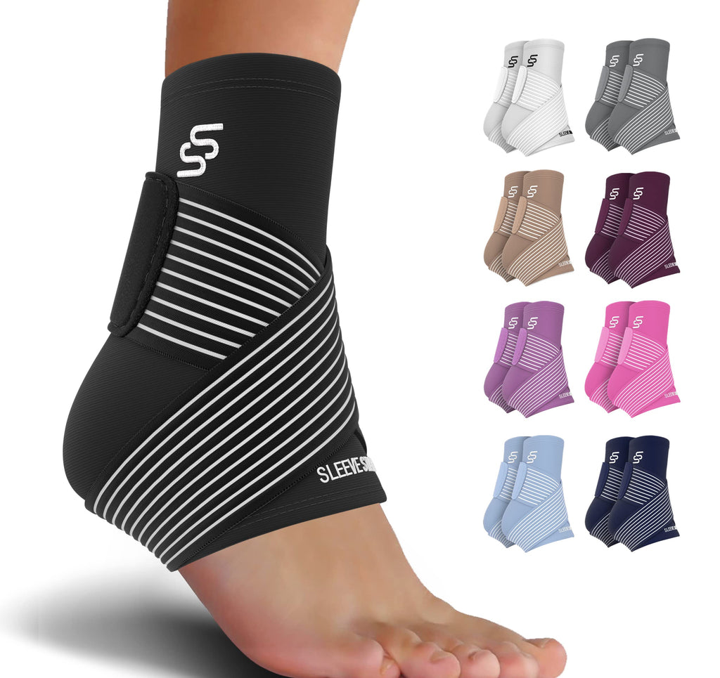 Sleeve Stars Ankle Braces for Plantar Fasciitis Relief, Ankle Wrap & Ankle Support for Women & Men w/Foot Strap for Sprained Ankle & Heel Protectors Sleeve, Heel Brace for Heel Pain (Pair/Black) - BeesActive Australia