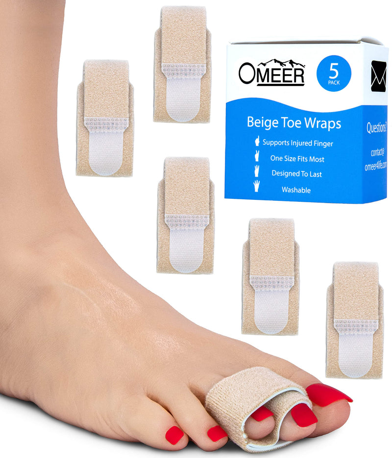 Omeer 5 Pack Beige Hammer Toe Corrector Toe Splint For Broken Toes are Washable and Reusable Toe Wraps For Injured Toes - BeesActive Australia