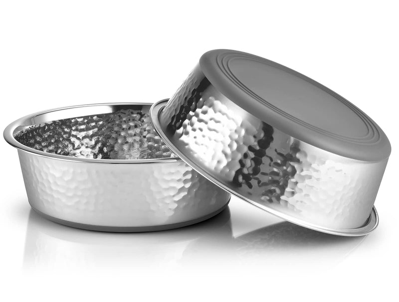 URBUDDIES Hammered Stainless Steel Dog Bowls with Nonslip Bottom, Pack of 2 Toy Dog Breeds & Cats - BeesActive Australia