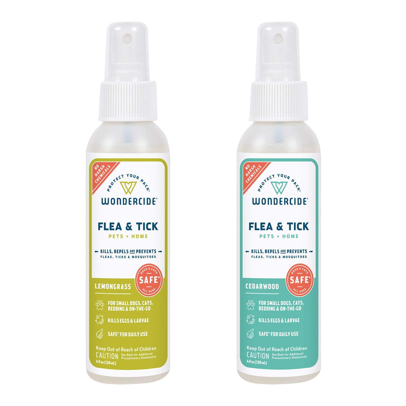 Wondercide - Flea, Tick and Mosquito Spray for Dogs, Cats, and Home - Flea and Tick Killer, Control, Prevention, Treatment - with Natural Essential Oils - Powered by Plants - Pet and Family Safe - 4 oz 2-Pack Cedarwood & Lemongrass - BeesActive Australia