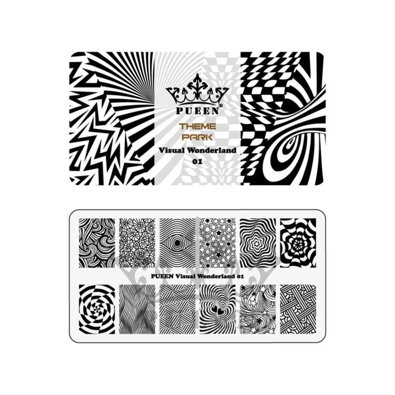 PUEEN Nail Art Stamping Plate - Visual Wonderland 01 - Theme Park Collection 125x65mm Unique Nailart Polish Stamping Manicure Image Plates Accessories Kit - BH000714 - BeesActive Australia