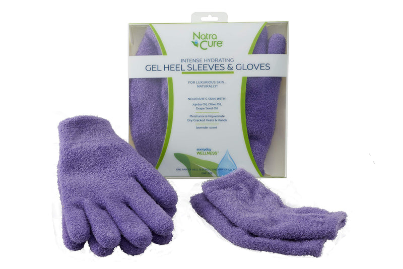 NatraCure Moisturizing Gel Heel Sleeves and Gloves - (For dry heels, cracked heels, dry hands and cuticles, dry skin) - Color: Lavender - BeesActive Australia