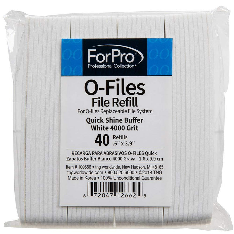 ForPro O-Files Replaceable File System Quick Shine Buffer Refills, White, 4000 Grit, Manicure Nail Buffer Refills, 3.9” L x .6” W, 40-Count - BeesActive Australia