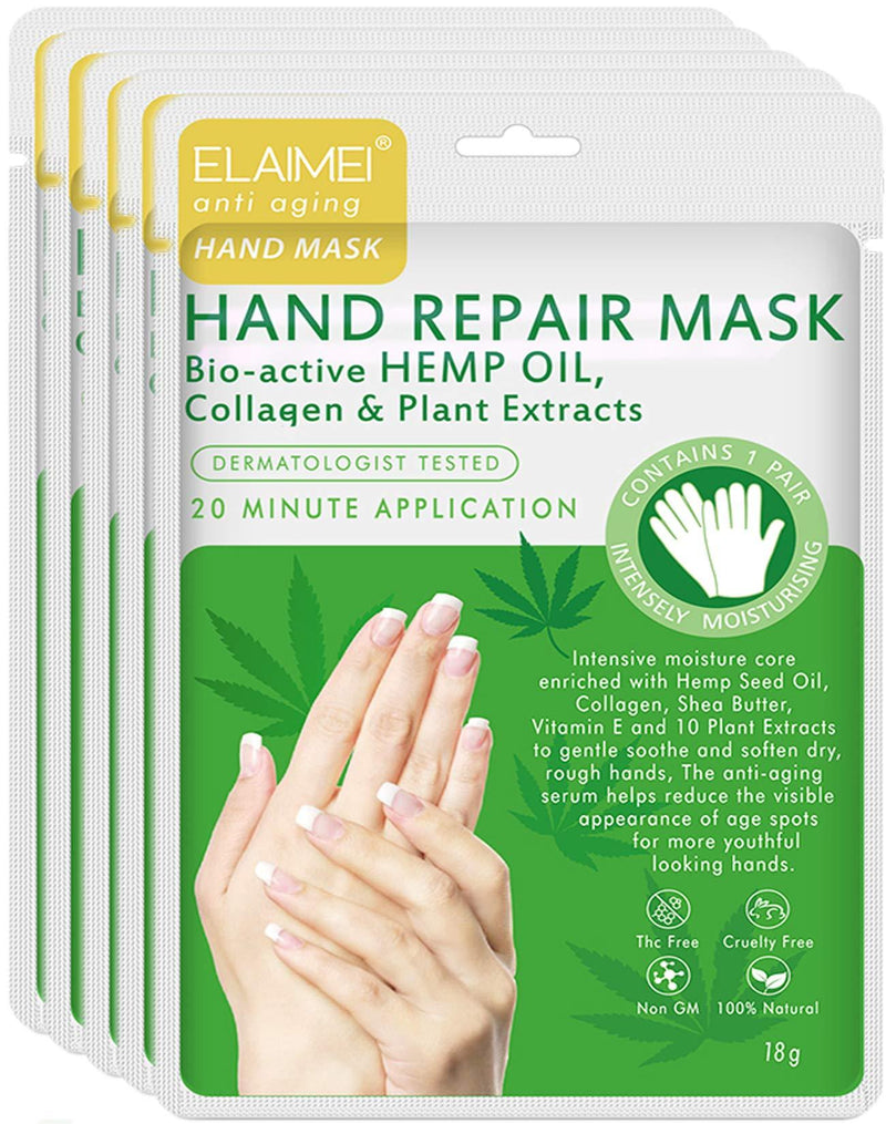 Moisturizing Gloves Hand Mask 5 Pack with Collagen, Shea Butter, Vitamin E - Deep Moisturizing Repair Skin for Dry Rough Hands - Perfect Daily Hand Care Treatment Get Soft Smooth Hands - BeesActive Australia