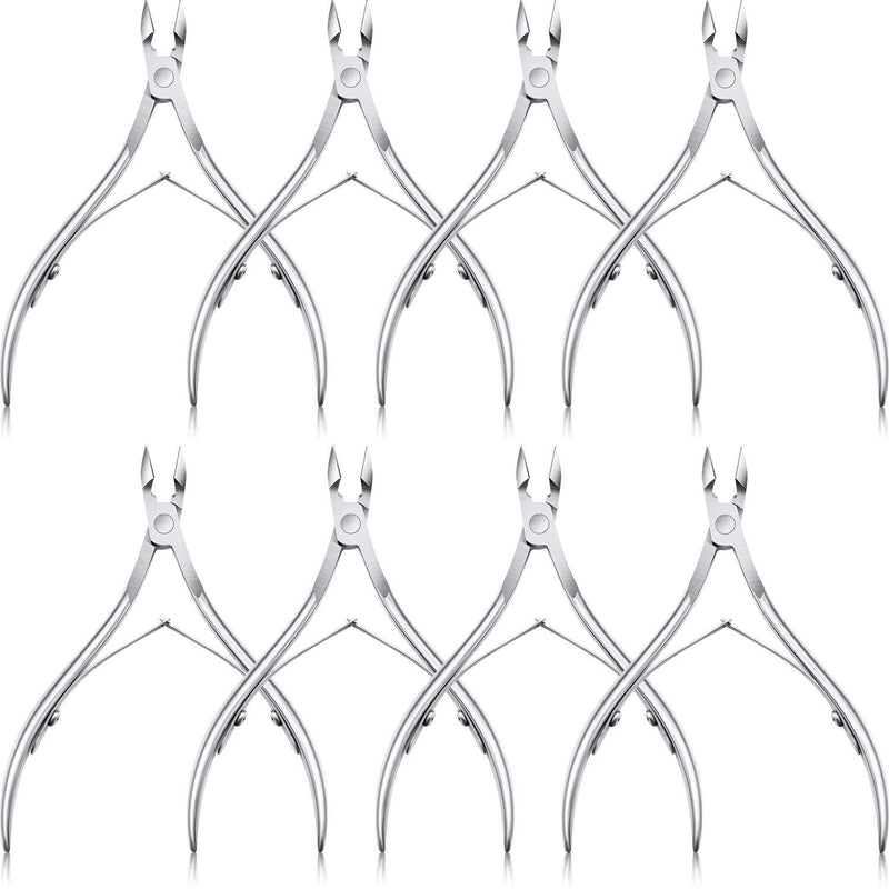 8 Pieces Cuticle Nippers Stainless Steel Cuticle Trimmer Pointed Blade Cuticle Cutter Clipper Dead Skin Remover Scissors Manicure Tools for Fingernails and Toenails (Silver) Silver - BeesActive Australia