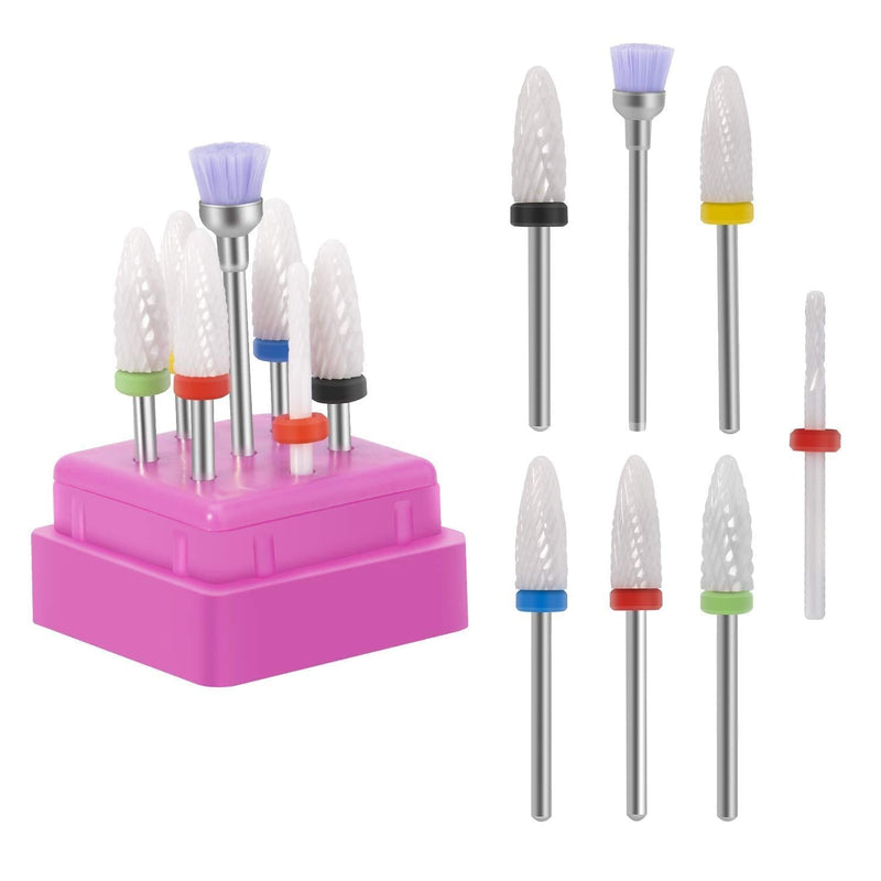 CGBE Nail Drill Bits Set 7Pcs- 3/32'' Ceramic Nail Drill Bits for Acrylic Gel Nails Professional Efile Nail Drill Bits Cuticle Remover Diamond Bits for Nails Manicure Pedicure File Drill Bits-7pcs - BeesActive Australia