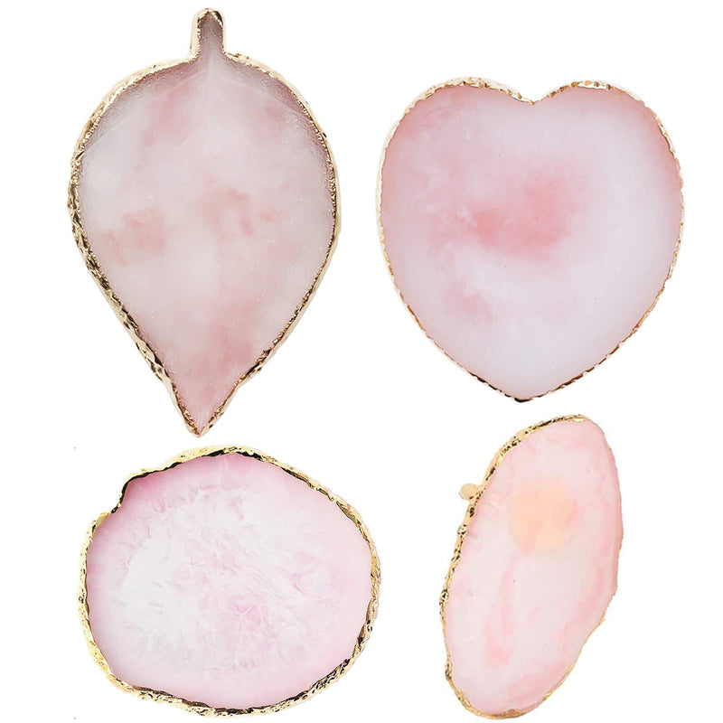 RONRONS 4 Pieces Resin Nail Art Palettes Finger Ring Leaf Round Love Heart Shaped Nail Art Color Mixing Palette Cosmetic Artist Painting Gel Palette Manicure Tools DIY Display Photography Props Holder Pink - BeesActive Australia