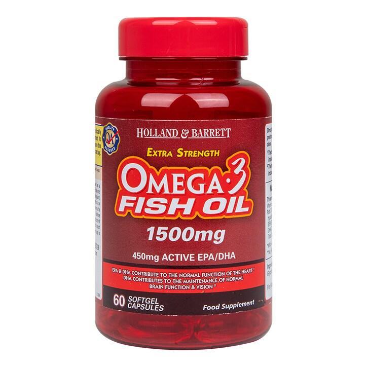 Holland & Barrett Extra Strength Omega 3 Fish Oil 60 Capsules 1500mg - BeesActive Australia