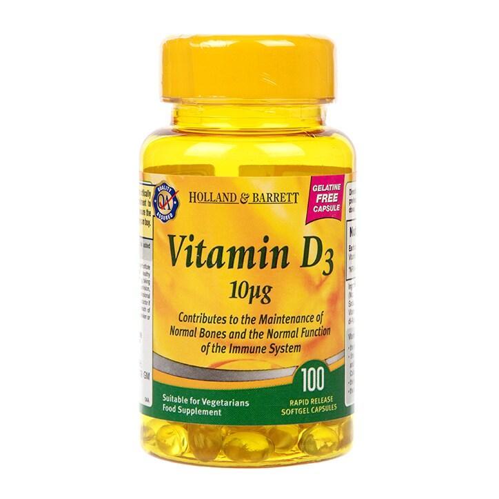 Holland & Barrett Vegetarian Vitamin D3 100 Capsules 400 I.U - BeesActive Australia