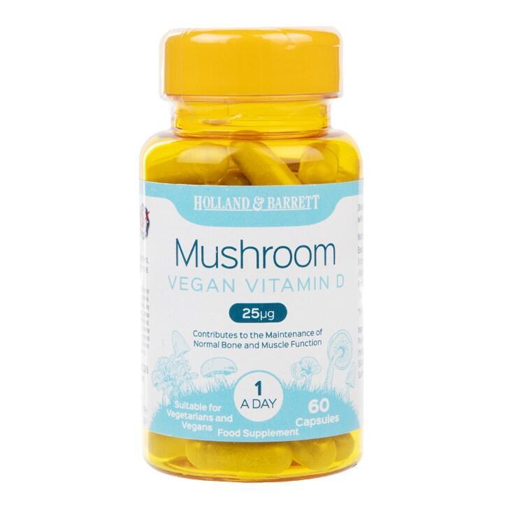 Holland & Barrett Mushroom Vegan Vitamin D 25ug  60 Capsules - BeesActive Australia