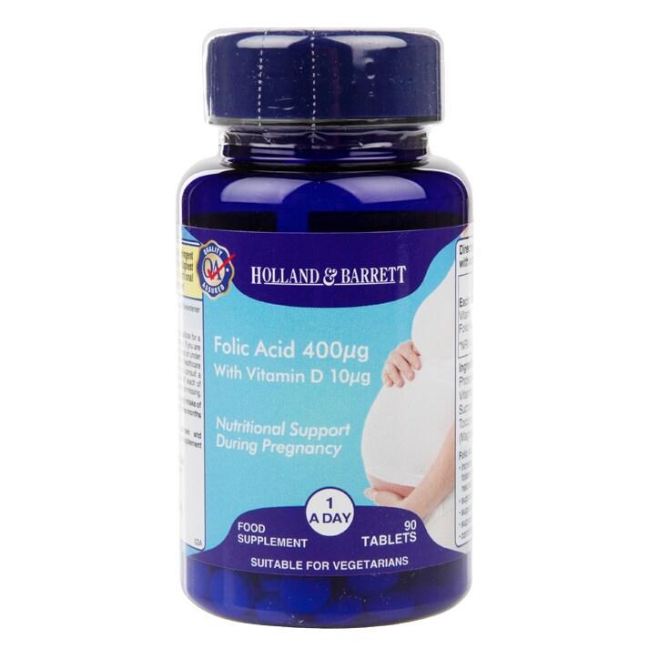 Holland & Barrett Folic Acid 400ug with Vitamin D 10ug 90 Tablets - BeesActive Australia