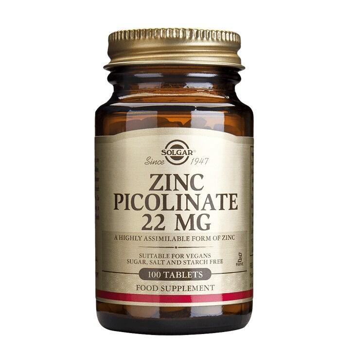 Solgar Zinc Picolinate 22mg 100 Tablets - BeesActive Australia