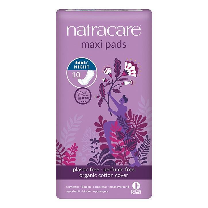 Natracare Natural Organic Maxi Pads Night Time 10 - BeesActive Australia
