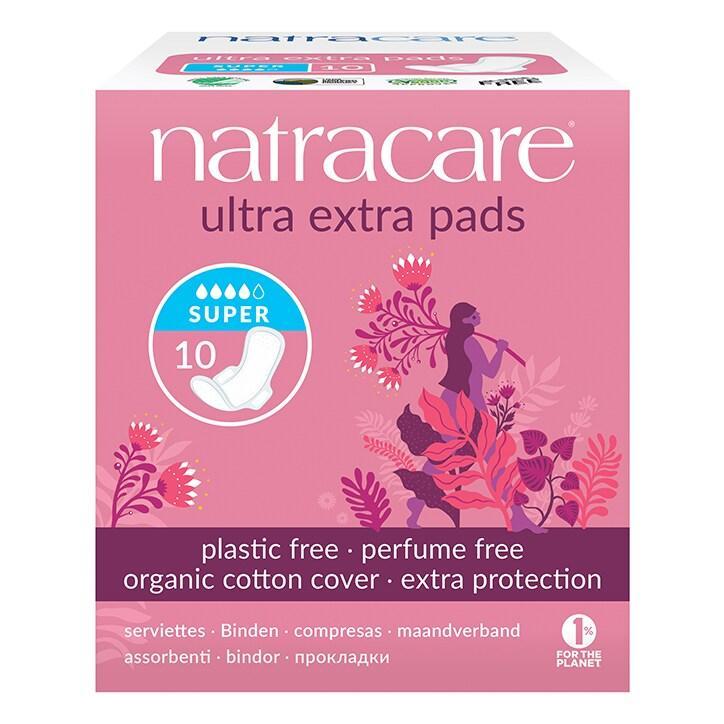 Natracare Natural Organic Ultra Extra Pads with Wings 10 Super - BeesActive Australia