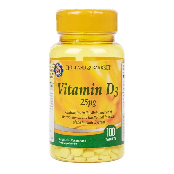 Holland & Barrett Vitamin D3 100 Tablets 25ug - BeesActive Australia