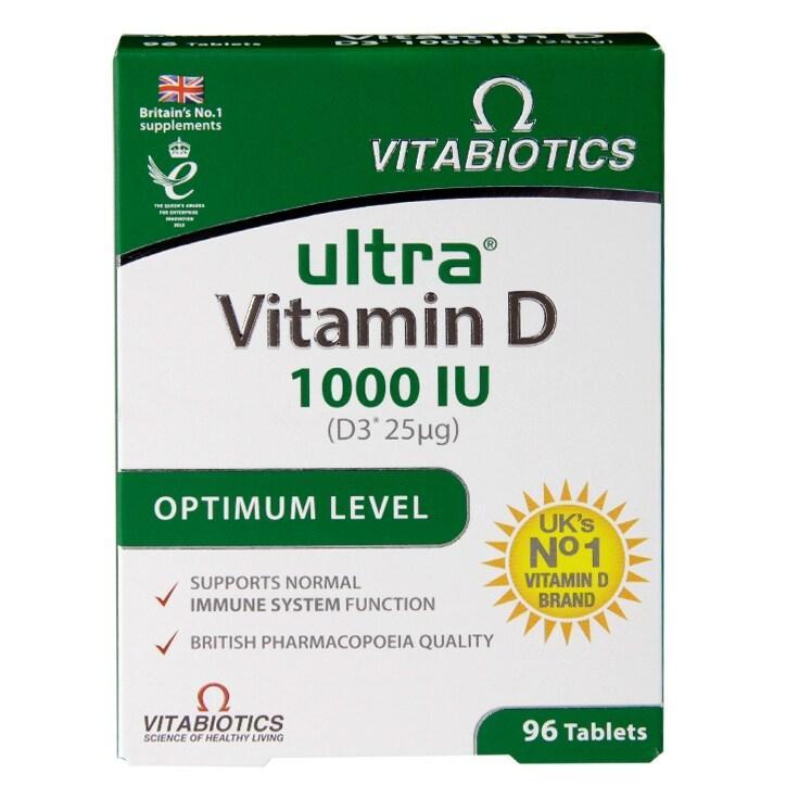 Vitabiotics Ultra Vitamin D 1000 IU Optimum Level 96 Tablets - BeesActive Australia