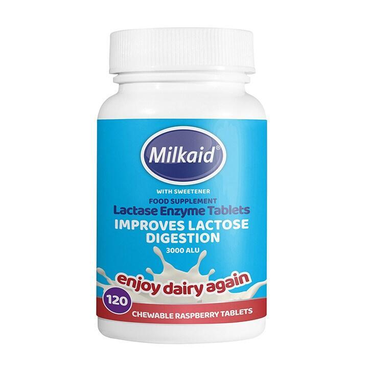 Milkaid Lactase Enzyme Tablets Raspberry Flavour 120 Tablets - BeesActive Australia
