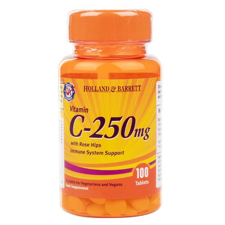 Holland & Barrett Vitamin C With Wild Rose Hips 100 Tablets 250mg - BeesActive Australia